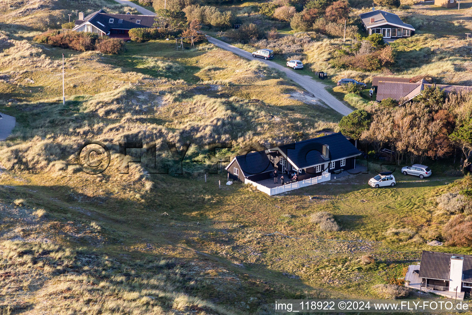 Vue oblique de Maisons de vacances hyggelige dans les dunes à Fanø dans le département Syddanmark, Danemark