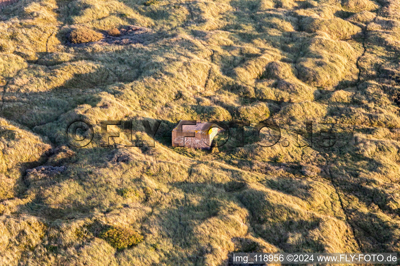 Vue aérienne de Bunkers sur la côte ouest à Fanø dans le département Syddanmark, Danemark