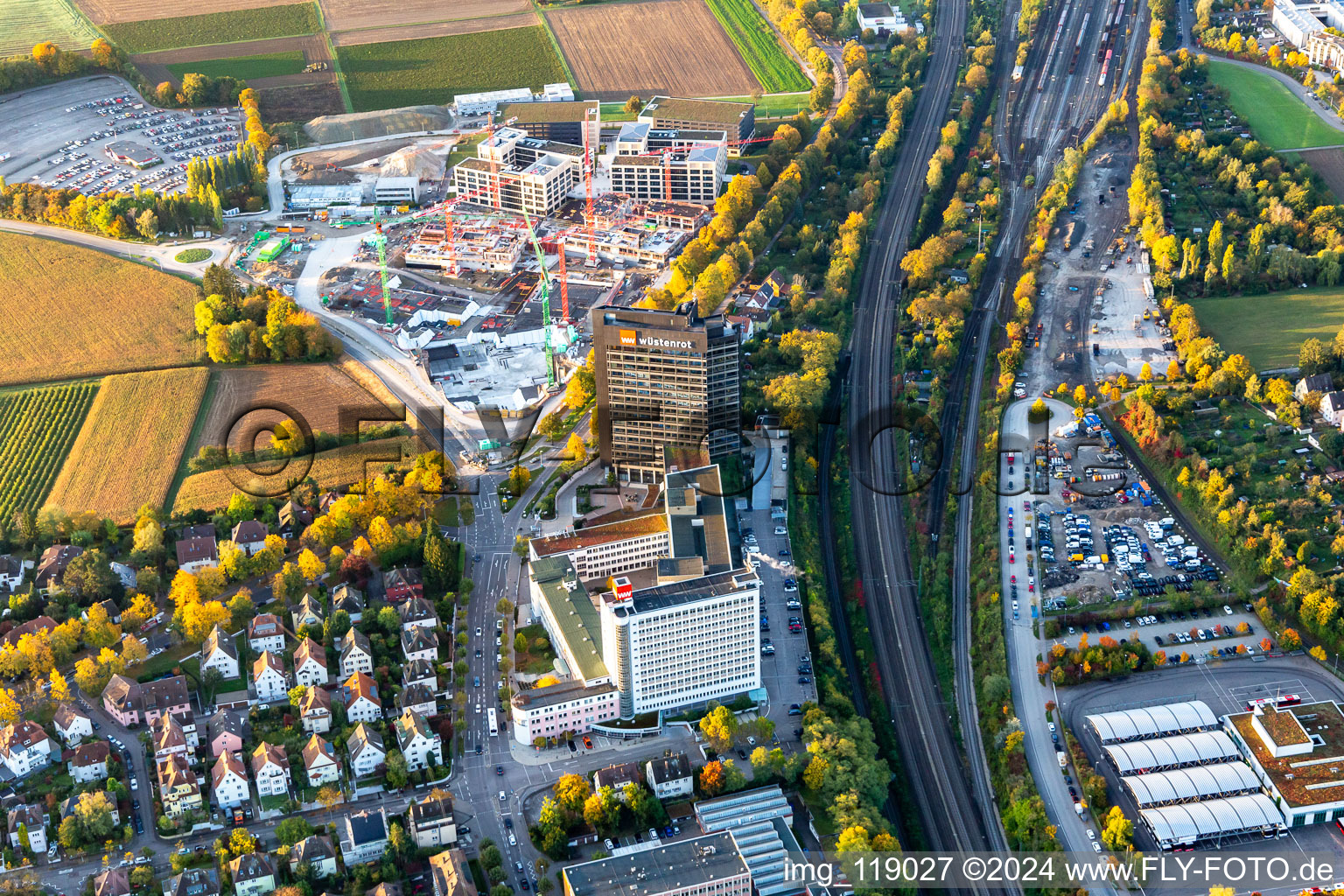 Vue aérienne de Société de construction Wüstenrot à le quartier Ludwigsburg-Mitte in Ludwigsburg dans le département Bade-Wurtemberg, Allemagne