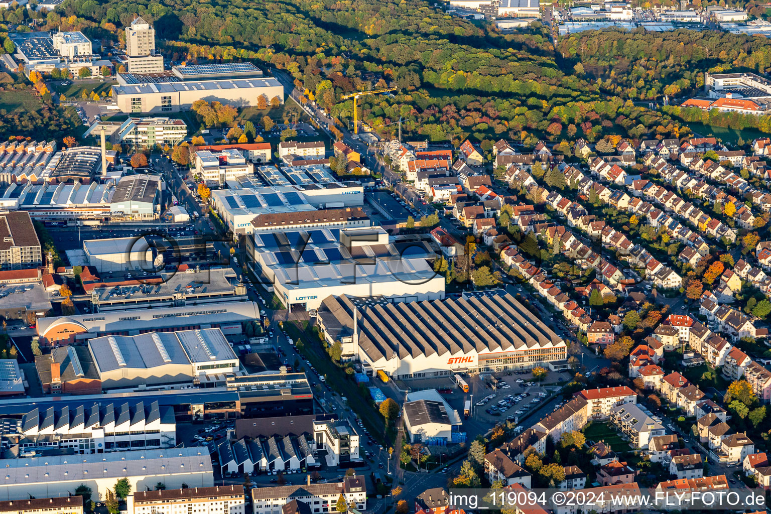 Vue aérienne de Stihl à le quartier Pflugfelden in Ludwigsburg dans le département Bade-Wurtemberg, Allemagne