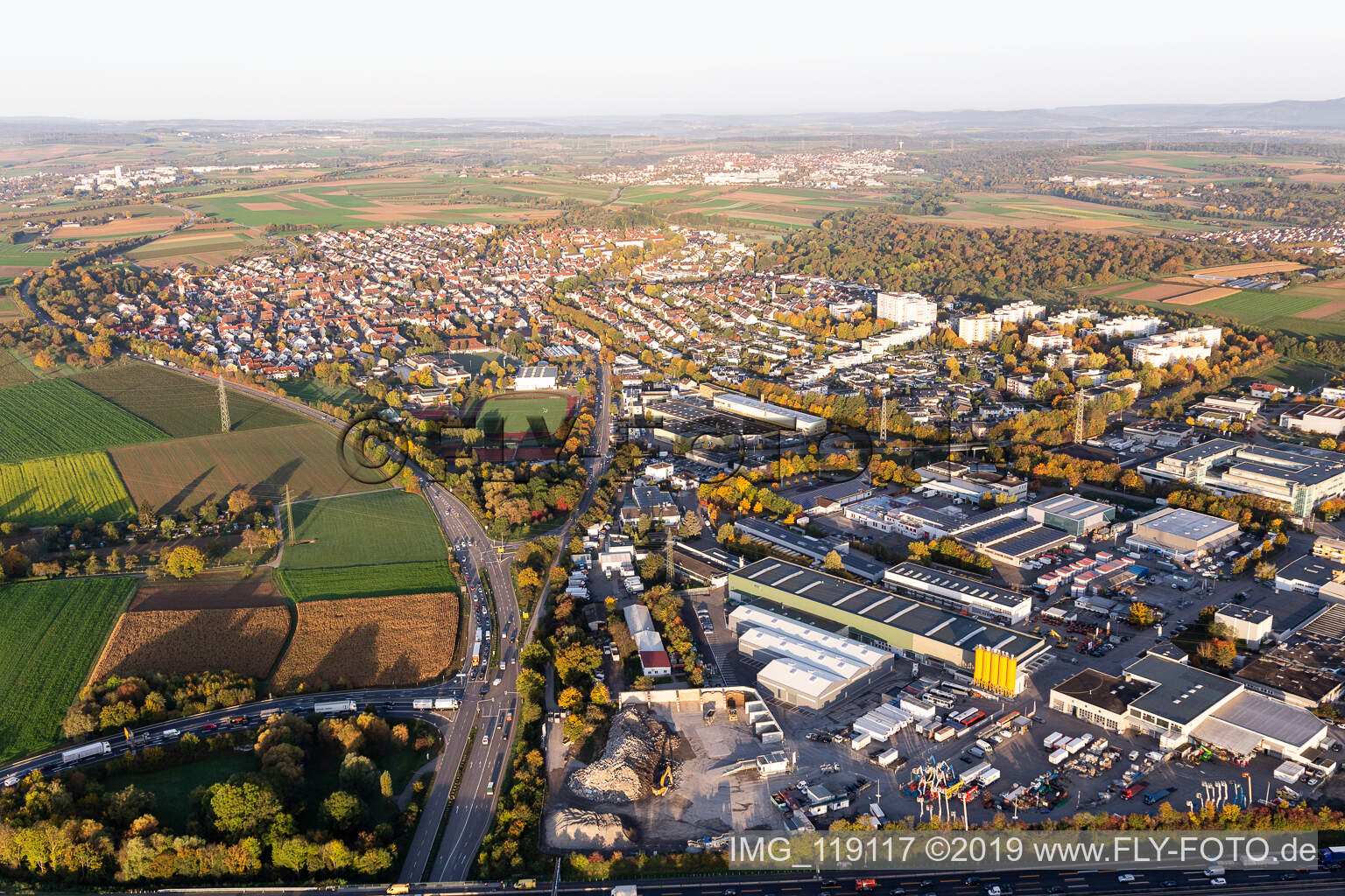 Vue aérienne de Möglingen dans le département Bade-Wurtemberg, Allemagne