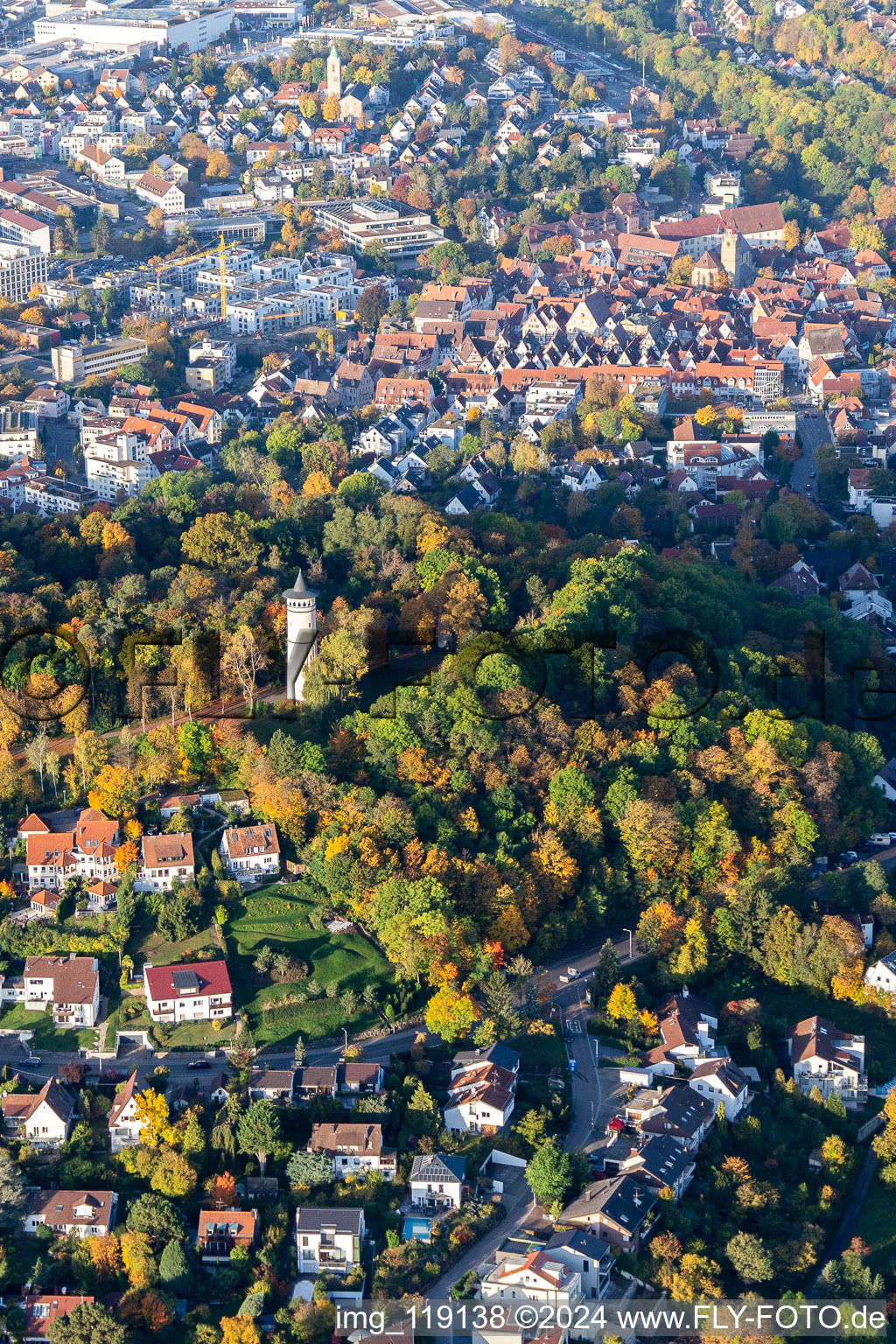 Vue aérienne de Tour d'Engelberg, prairie d'Engelberg à Leonberg dans le département Bade-Wurtemberg, Allemagne