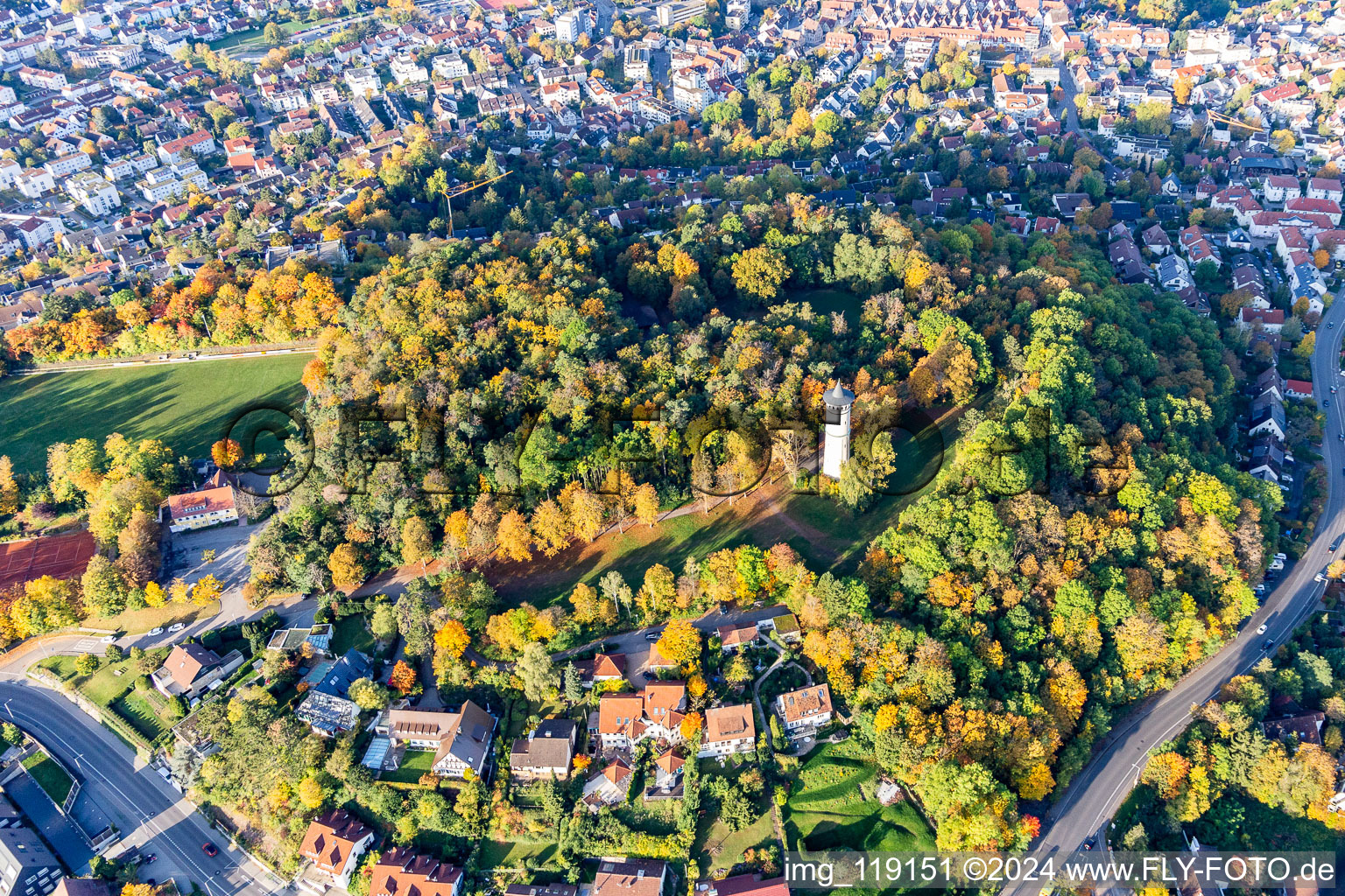 Photographie aérienne de Tour d'Engelberg, prairie d'Engelberg à Leonberg dans le département Bade-Wurtemberg, Allemagne