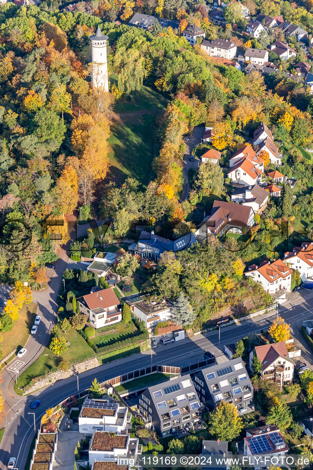 Vue aérienne de Structure de la tour d'observation Engelbergturm à Leonberg dans le département Bade-Wurtemberg, Allemagne