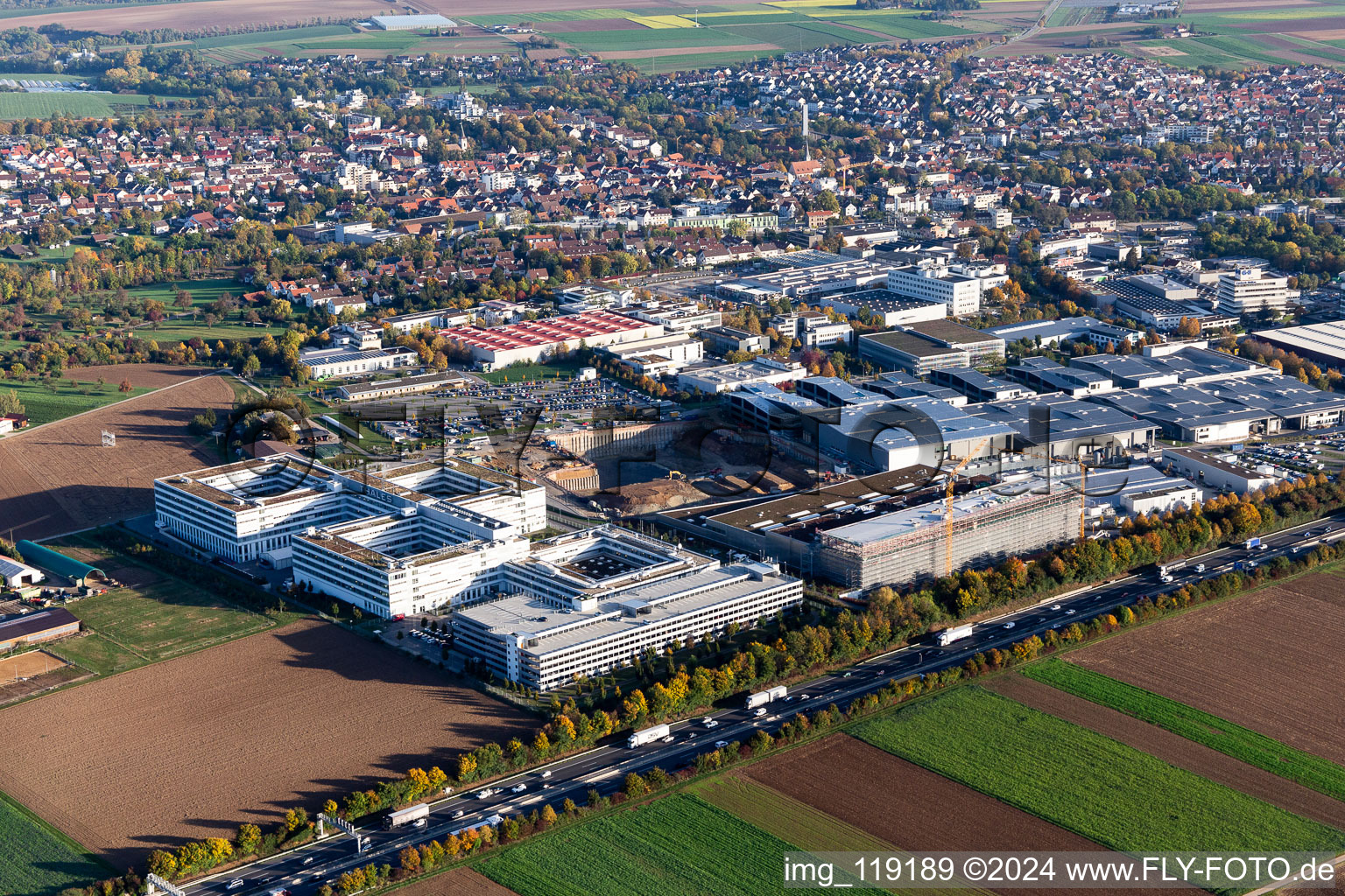 Vue aérienne de Thales Allemagne, Trumpf Laser and System Technology à le quartier Hausen in Ditzingen dans le département Bade-Wurtemberg, Allemagne