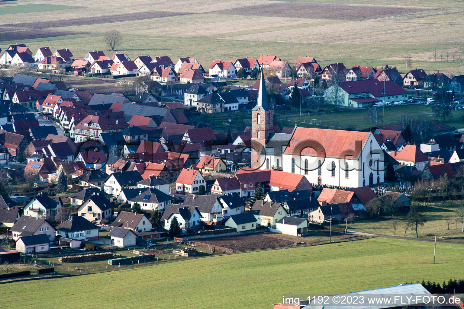 Enregistrement par drone de Schleithal dans le département Bas Rhin, France