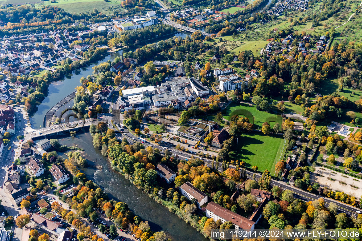 Vue oblique de Nürtingen dans le département Bade-Wurtemberg, Allemagne