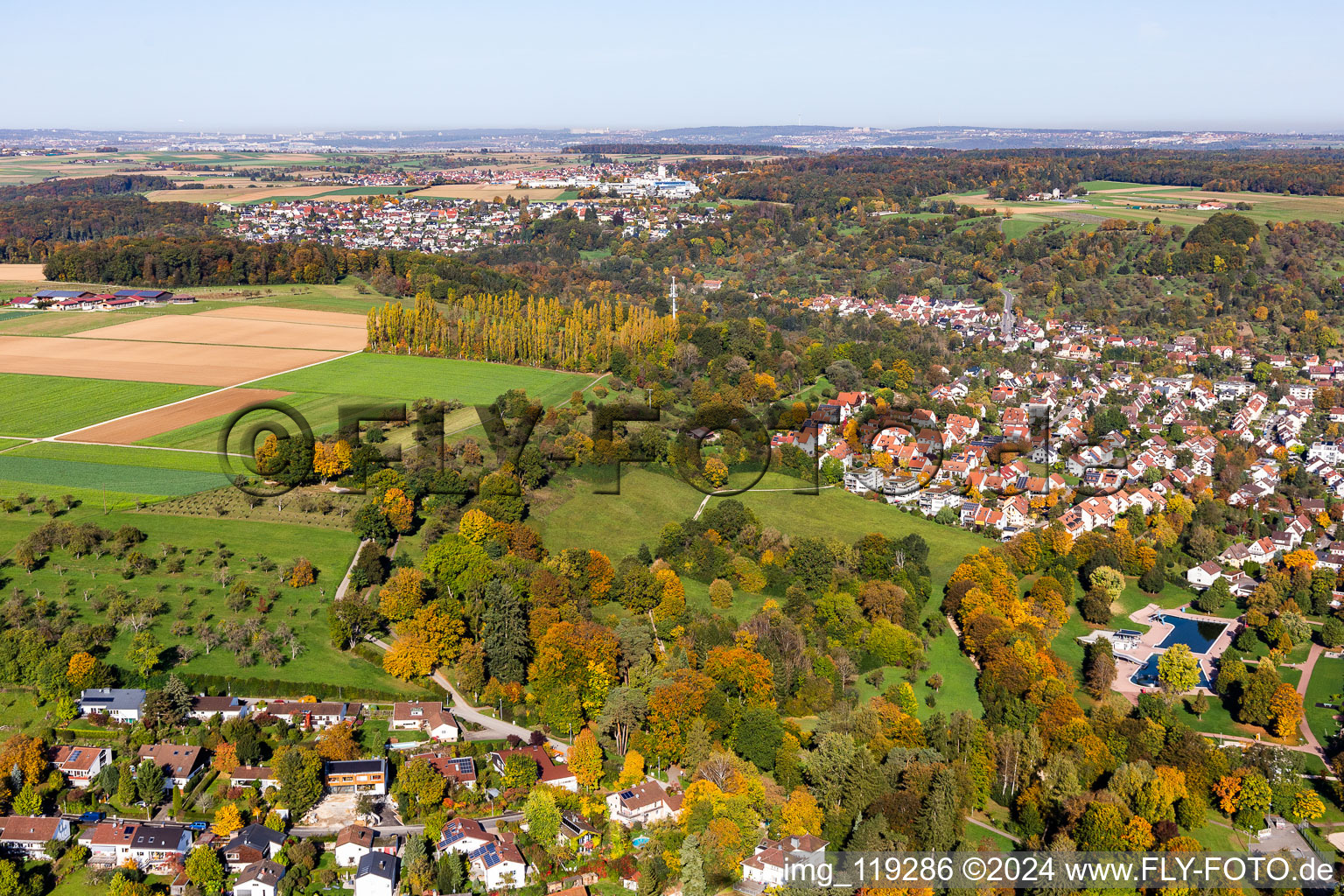 Vue aérienne de Piscine extérieure à Nürtingen dans le département Bade-Wurtemberg, Allemagne