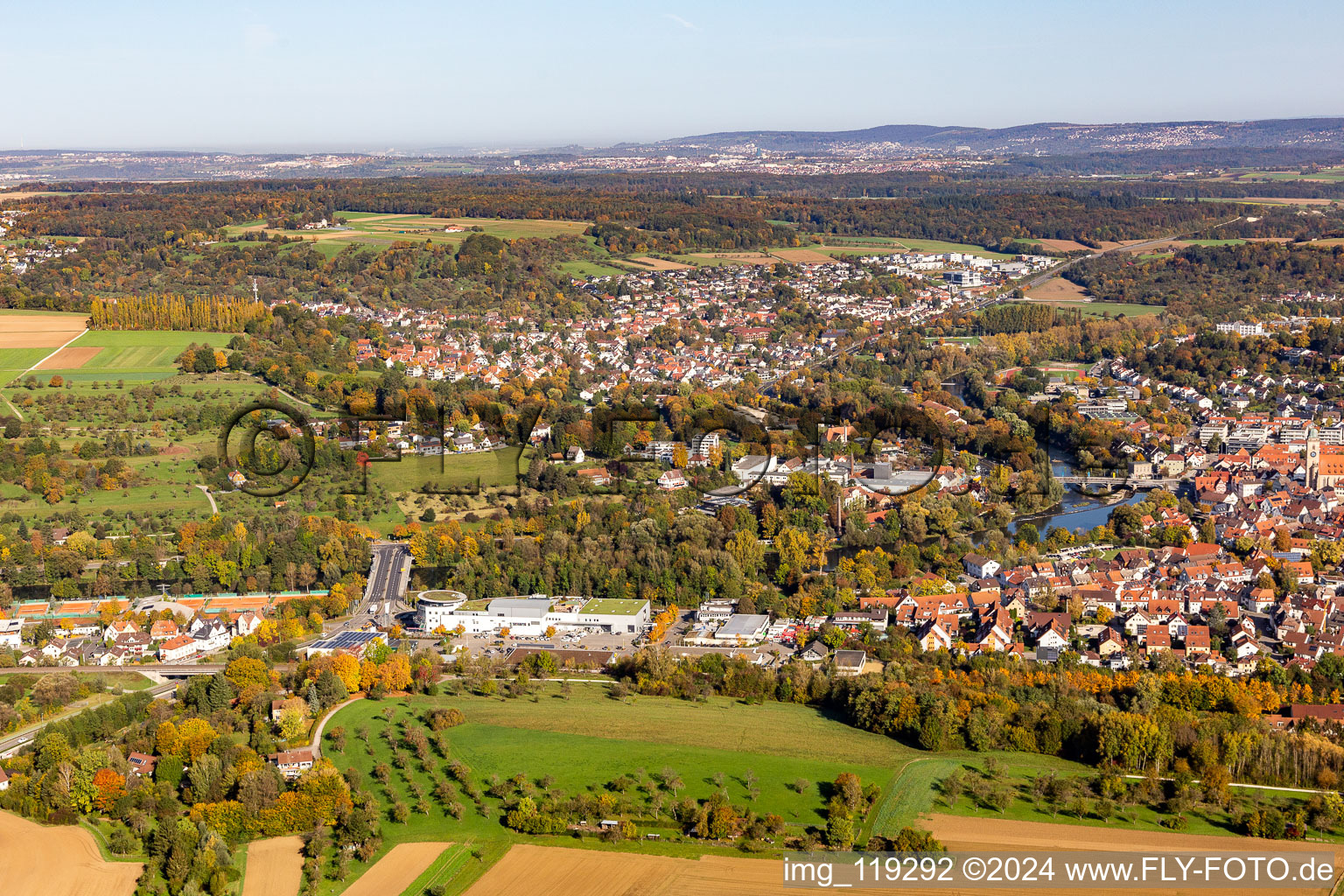 Vue d'oiseau de Nürtingen dans le département Bade-Wurtemberg, Allemagne