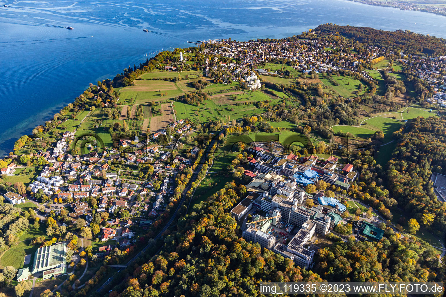Vue aérienne de L'université Konstanz à le quartier Egg in Konstanz dans le département Bade-Wurtemberg, Allemagne