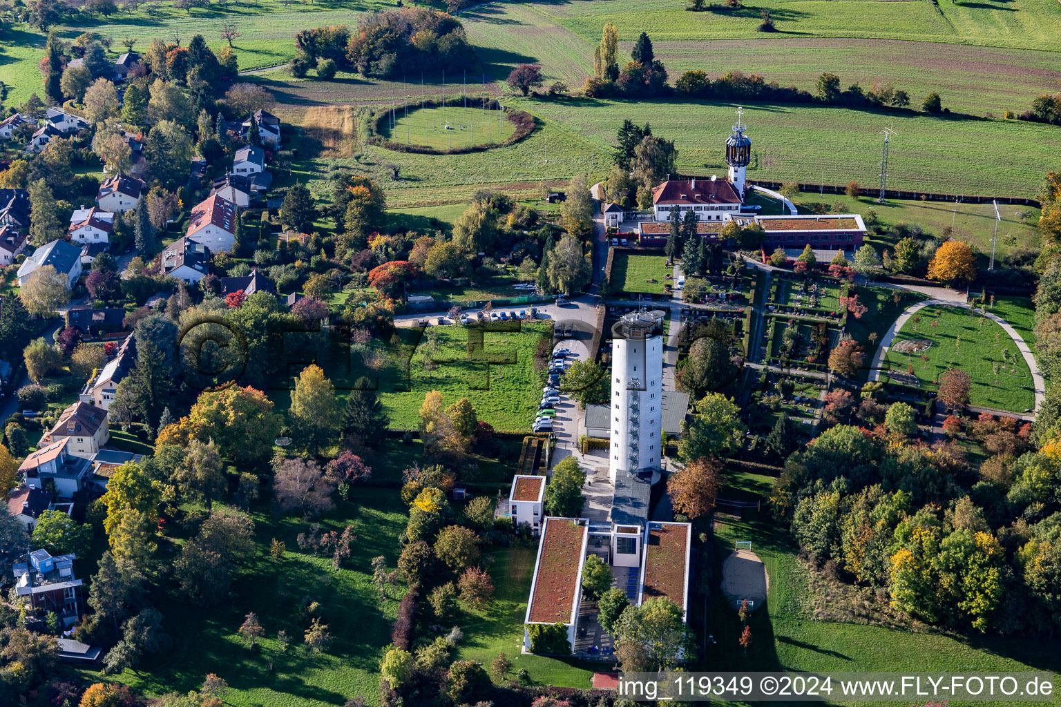 Vue aérienne de DJH Auberge de Jeunesse Otto-Moericke-Turm Konstanz à le quartier Allmannsdorf in Konstanz dans le département Bade-Wurtemberg, Allemagne