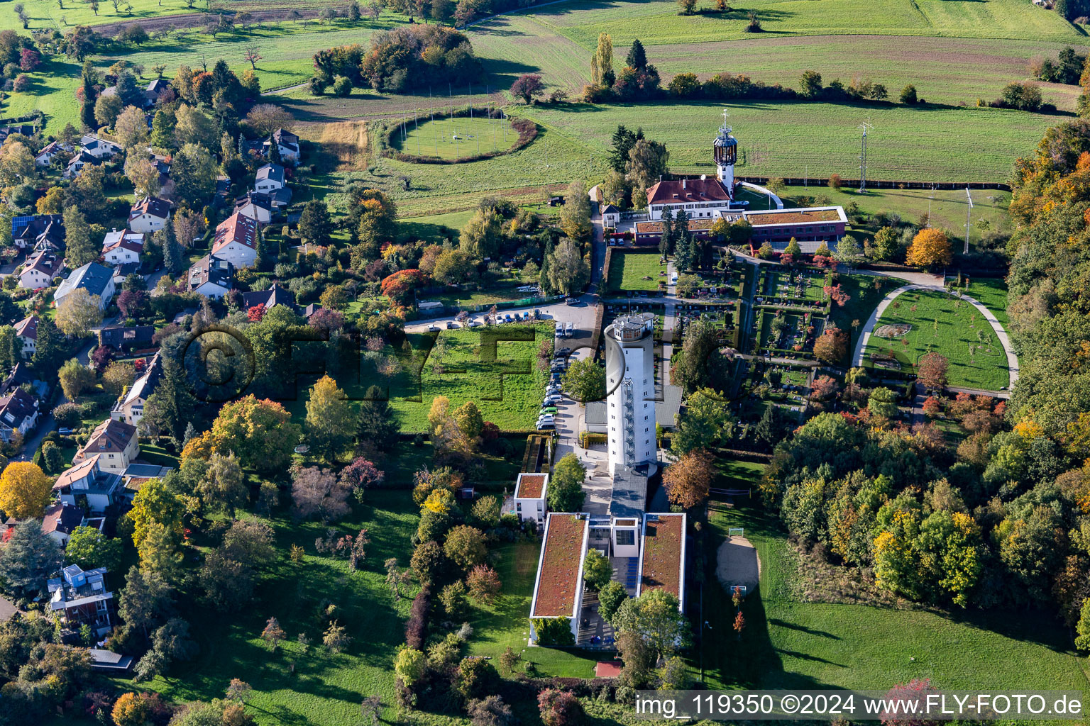 Vue aérienne de Auberge de jeunesse DJH Otto-Moericke-Turm Konstanz à le quartier Allmannsdorf in Konstanz dans le département Bade-Wurtemberg, Allemagne