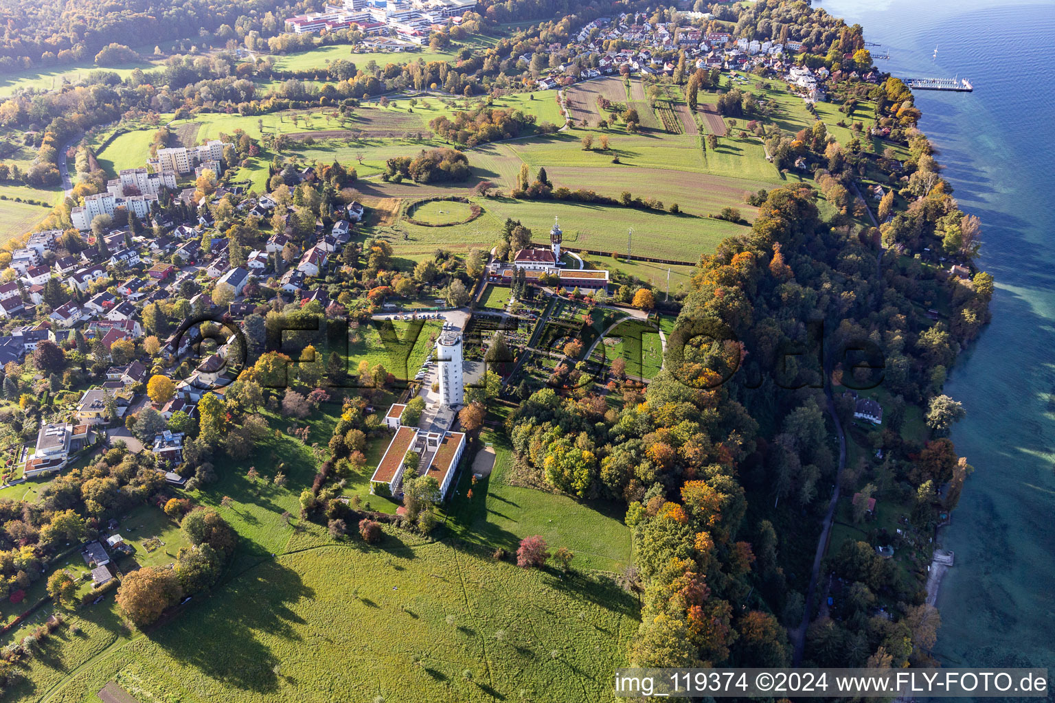 Vue aérienne de Auberge de jeunesse DJH Otto-Moericke-Turm Konstanz à le quartier Allmannsdorf in Konstanz dans le département Bade-Wurtemberg, Allemagne