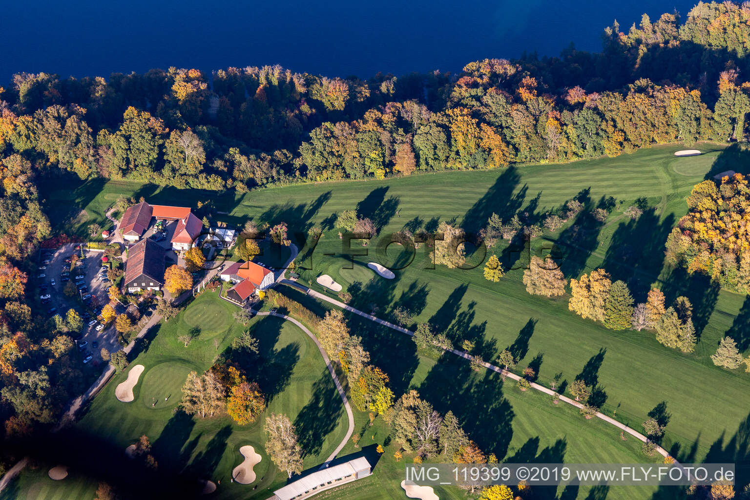 Vue aérienne de Club de golf de Constance dans le quartier de Langenrain à Allensbach dans le département Bade-Wurtemberg, Allemagne