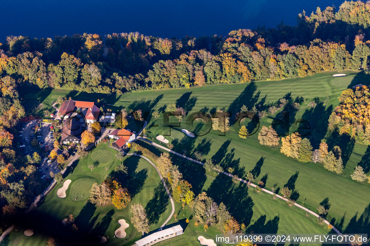 Vue aérienne de Club de golf de Constance dans le quartier de Langenrain à Allensbach dans le département Bade-Wurtemberg, Allemagne