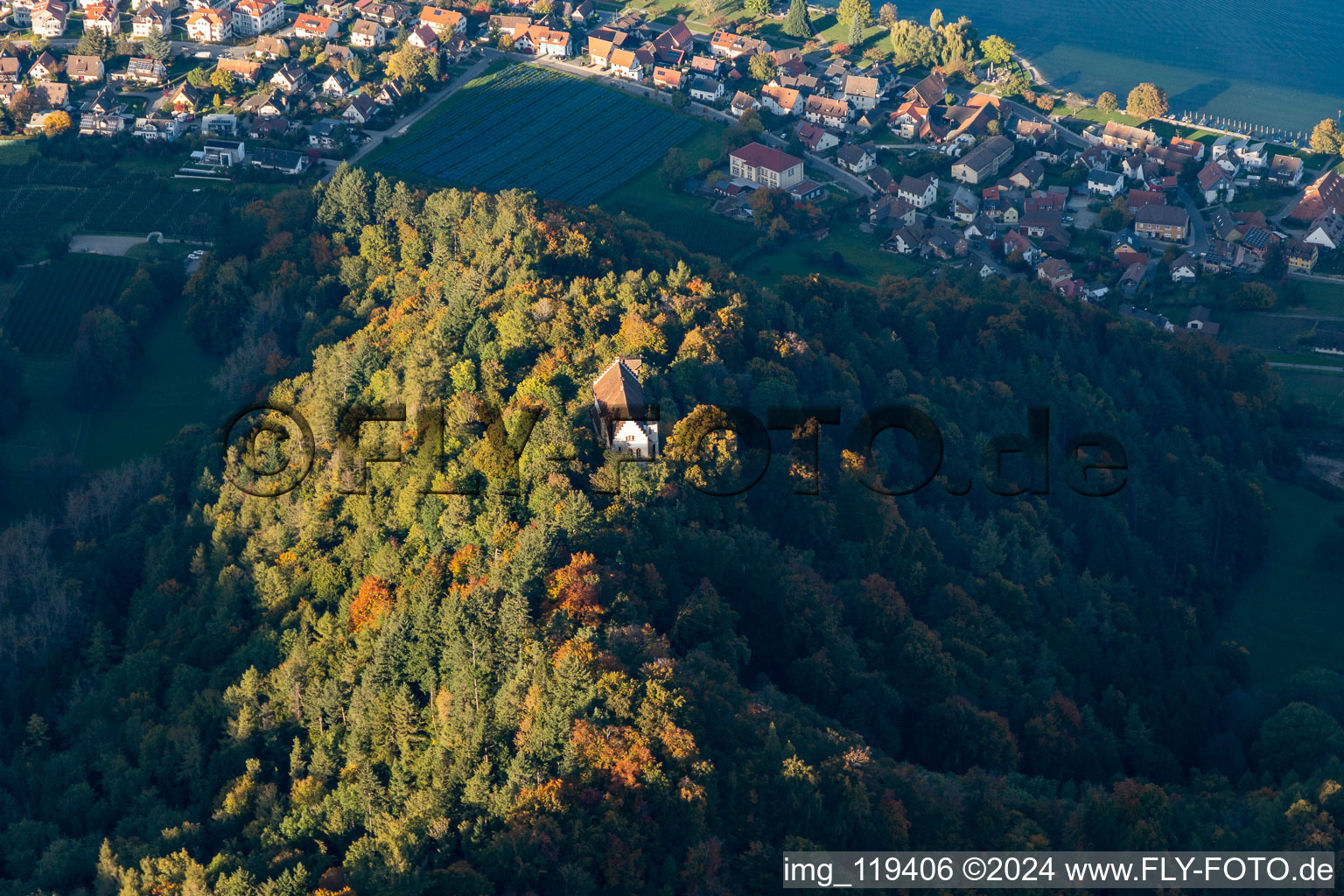 Vue oblique de Runie Altbodman à Bodman-Ludwigshafen dans le département Bade-Wurtemberg, Allemagne