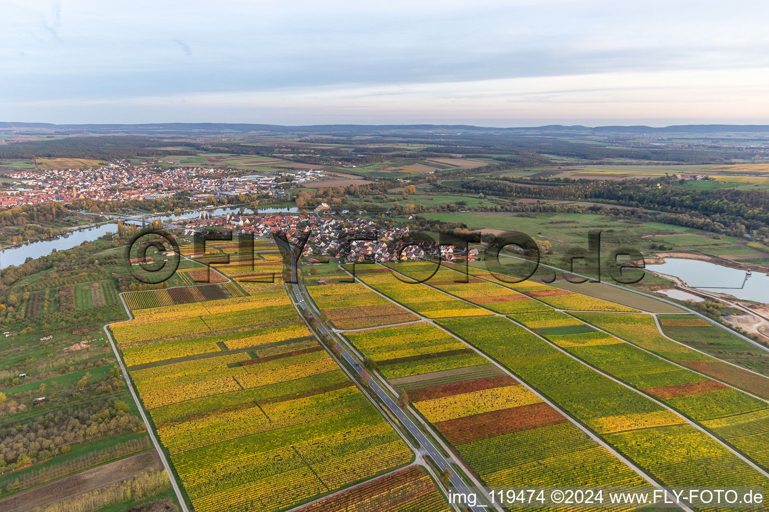 Quartier Astheim in Volkach dans le département Bavière, Allemagne d'en haut