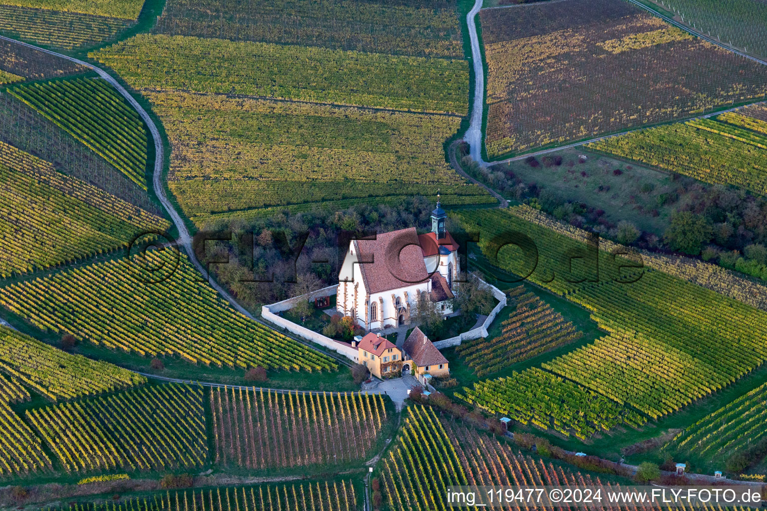 Chapelle de l'église de pèlerinage de Maria im Weingarten à Volkach dans le département Bavière, Allemagne d'en haut