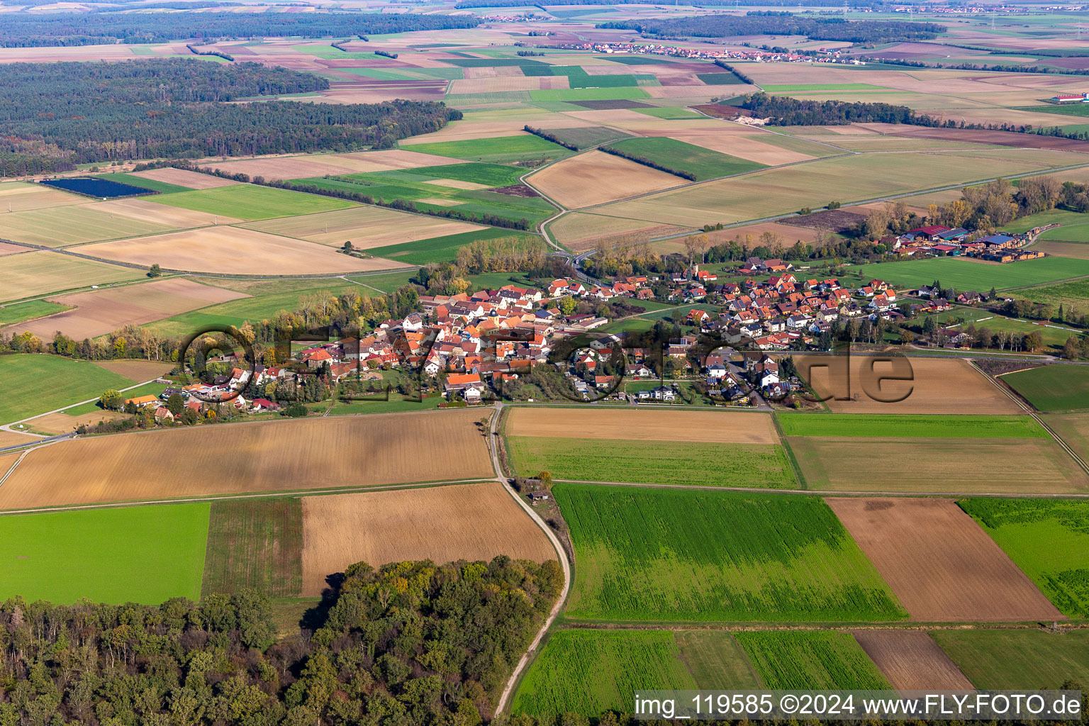 Vue aérienne de Quartier Reupelsdorf in Wiesentheid dans le département Bavière, Allemagne