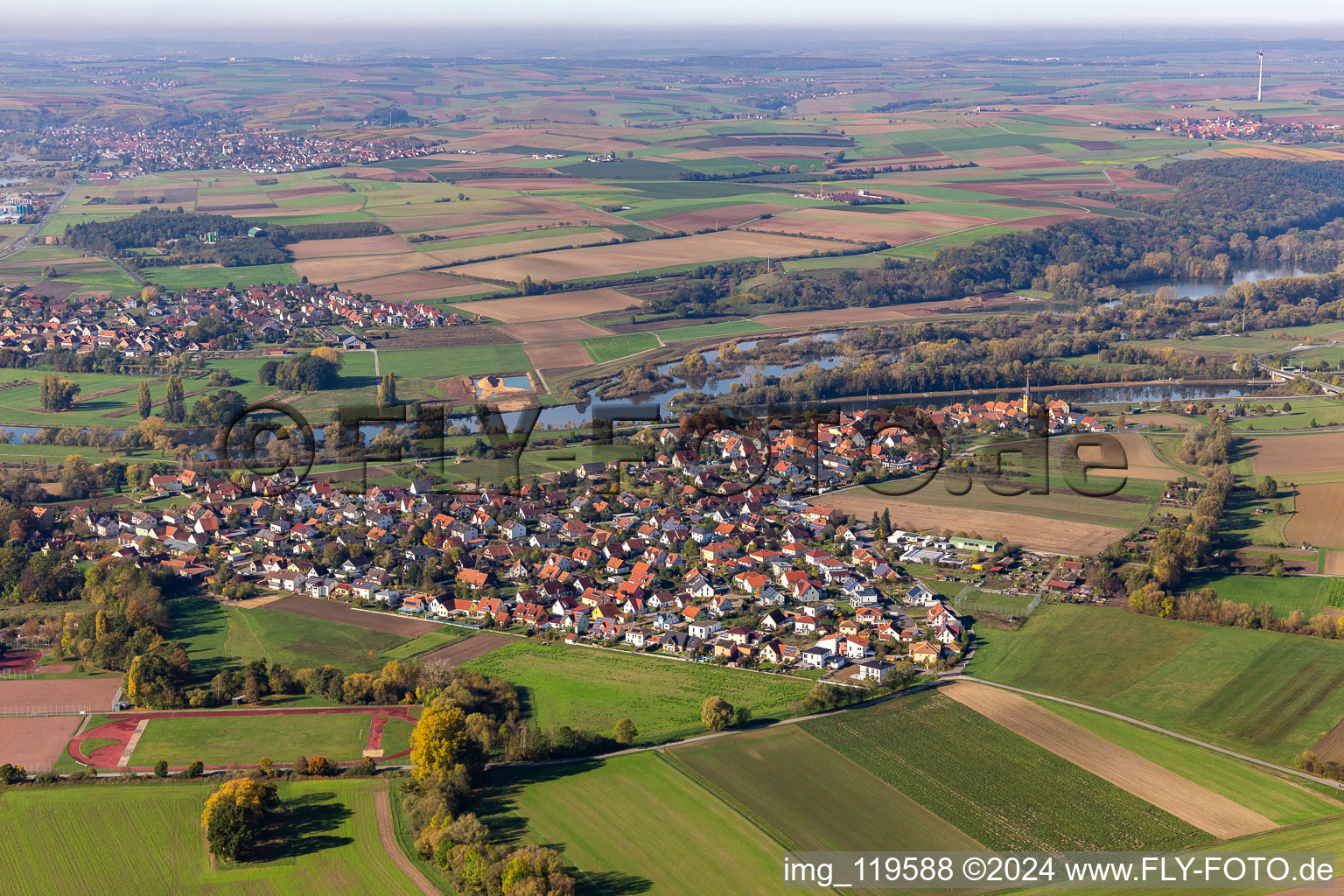 Vue aérienne de Quartier Münsterschwarzach in Schwarzach am Main dans le département Bavière, Allemagne