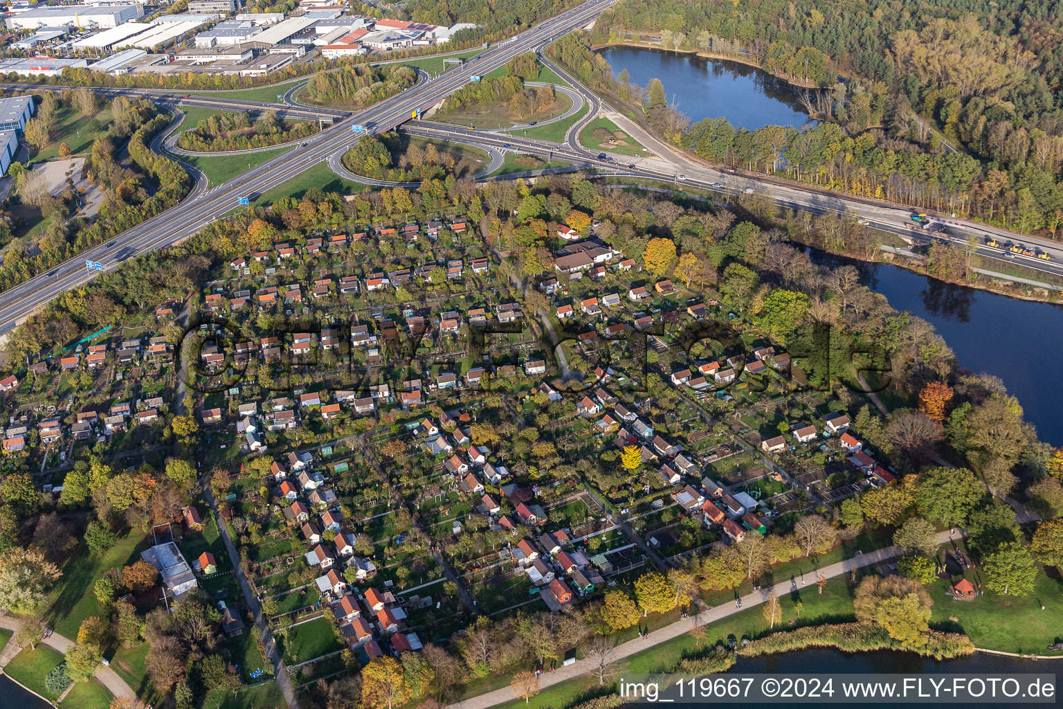 Vue aérienne de Association des jardins familiaux eV à Schweinfurt dans le département Bavière, Allemagne