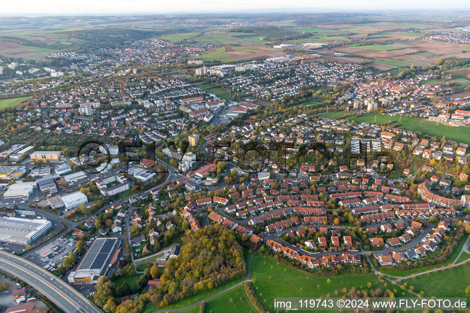 Vue aérienne de Quartier Lengfeld in Würzburg dans le département Bavière, Allemagne