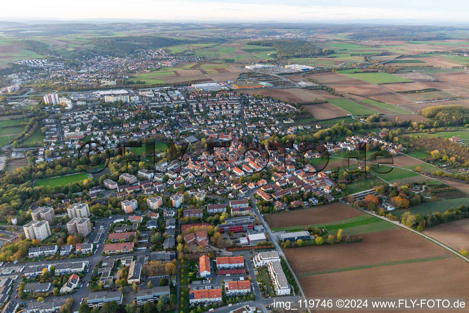 Vue aérienne de Quartier Lengfeld in Würzburg dans le département Bavière, Allemagne