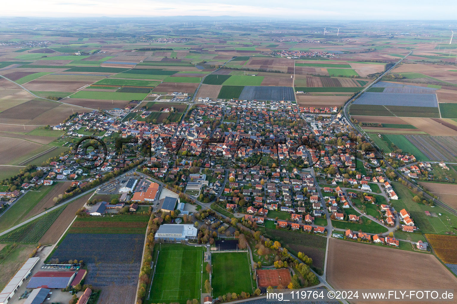 Bergtheim dans le département Bavière, Allemagne d'en haut