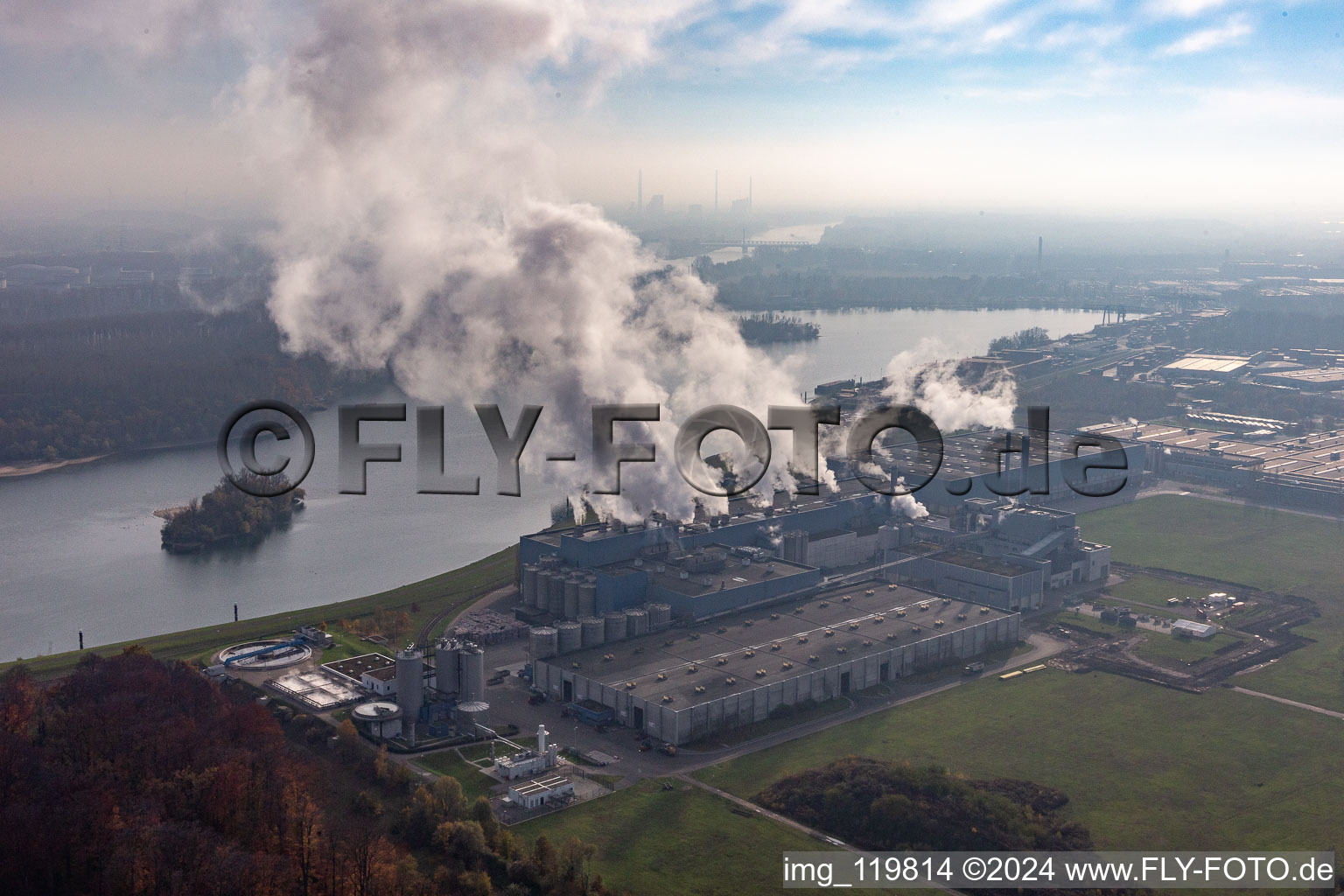 Vue aérienne de Moulin à papier de palme à Wörth am Rhein dans le département Rhénanie-Palatinat, Allemagne