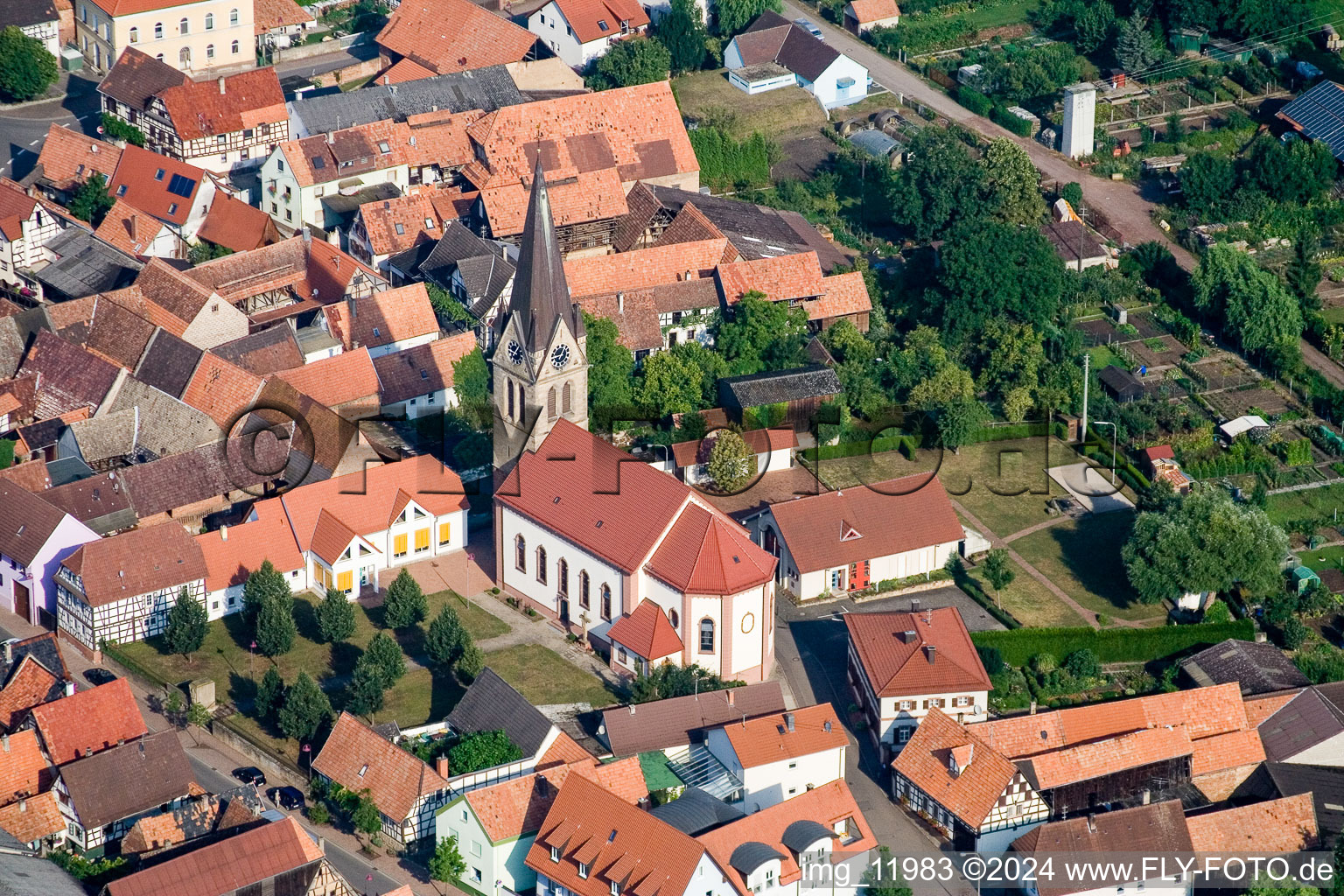 Vue aérienne de Steinweiler dans le département Rhénanie-Palatinat, Allemagne