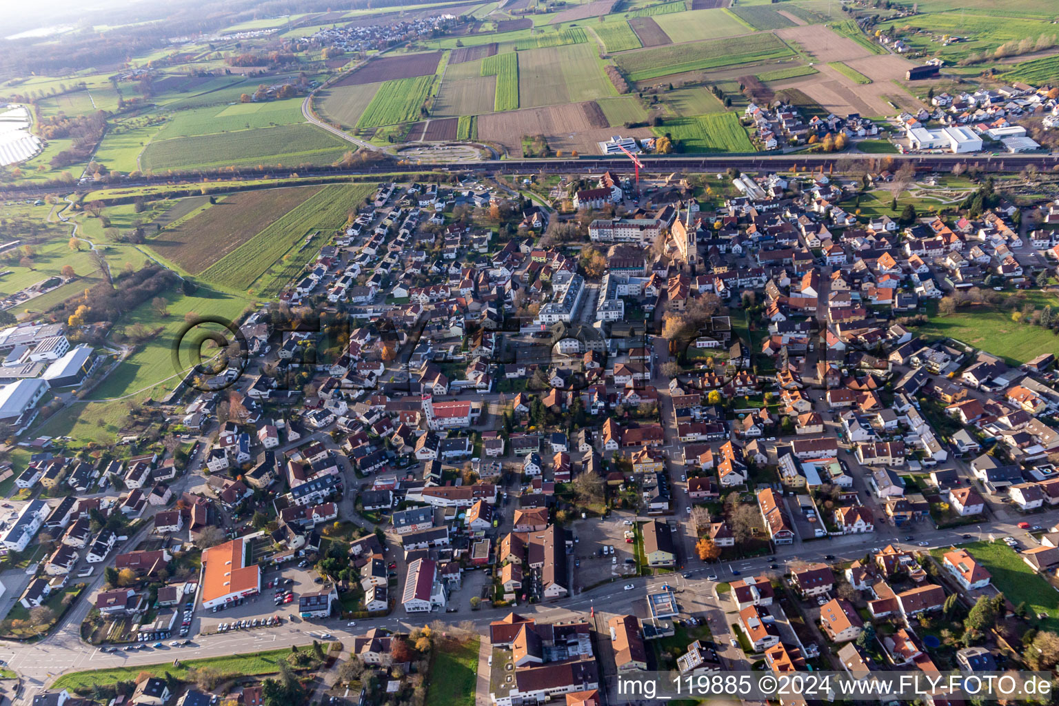 Vue aérienne de De l'est à Sinzheim dans le département Bade-Wurtemberg, Allemagne