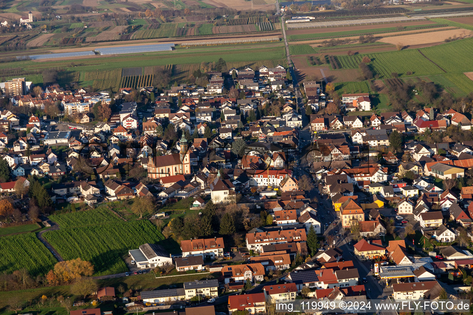 Vue oblique de Appenweier dans le département Bade-Wurtemberg, Allemagne