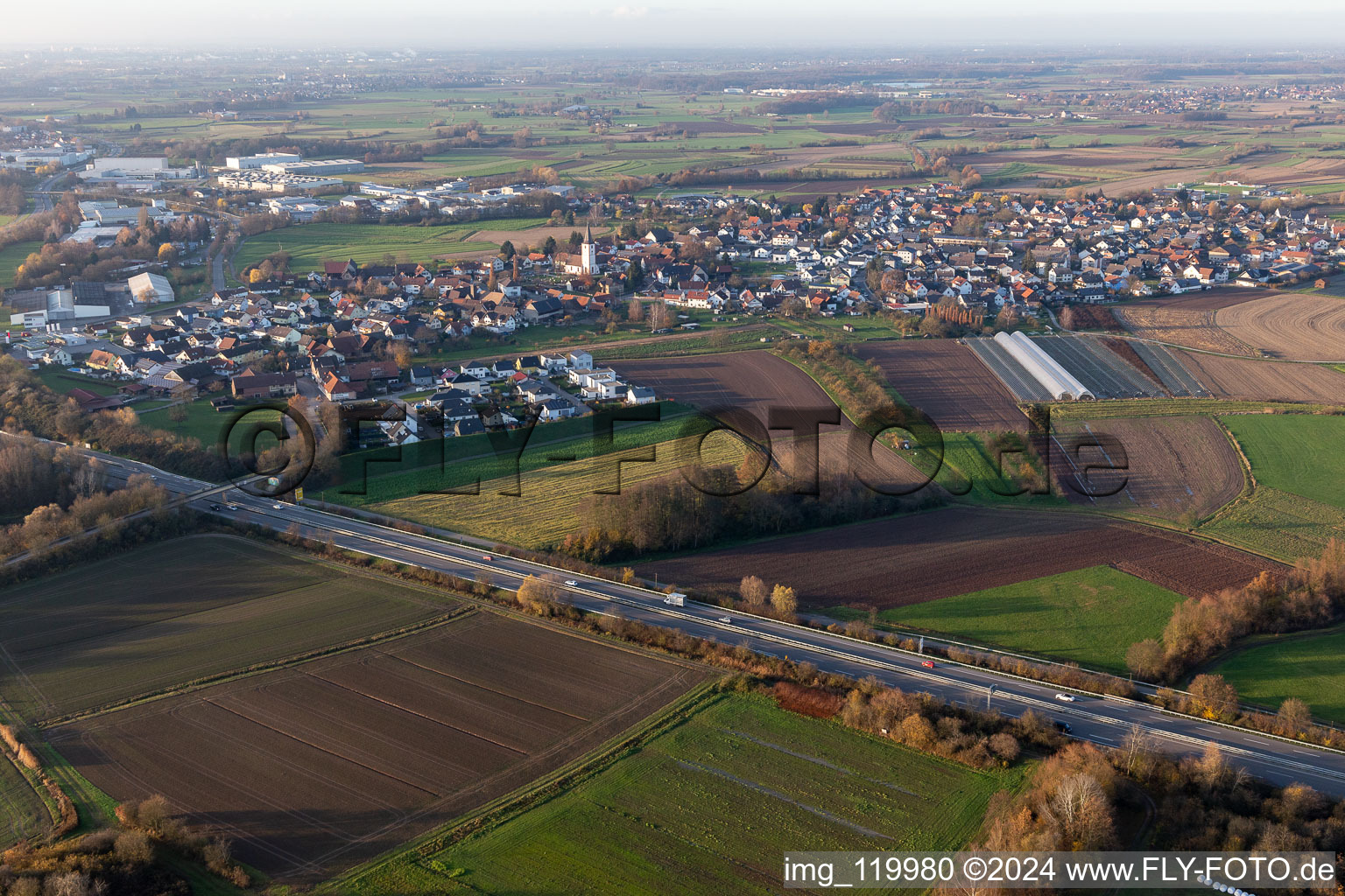 Vue aérienne de Quartier Sand in Willstätt dans le département Bade-Wurtemberg, Allemagne