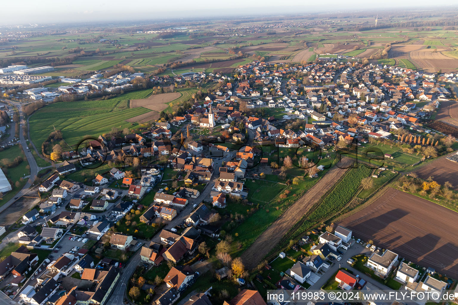 Vue aérienne de Quartier Sand in Willstätt dans le département Bade-Wurtemberg, Allemagne