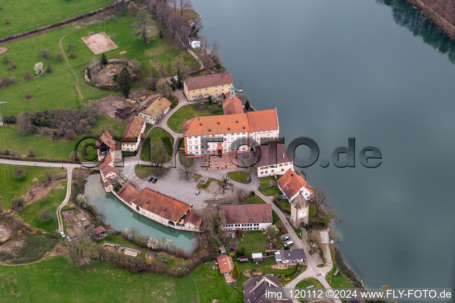 Vue aérienne de Verrouiller Beuggen à le quartier Beuggen in Rheinfelden dans le département Bade-Wurtemberg, Allemagne