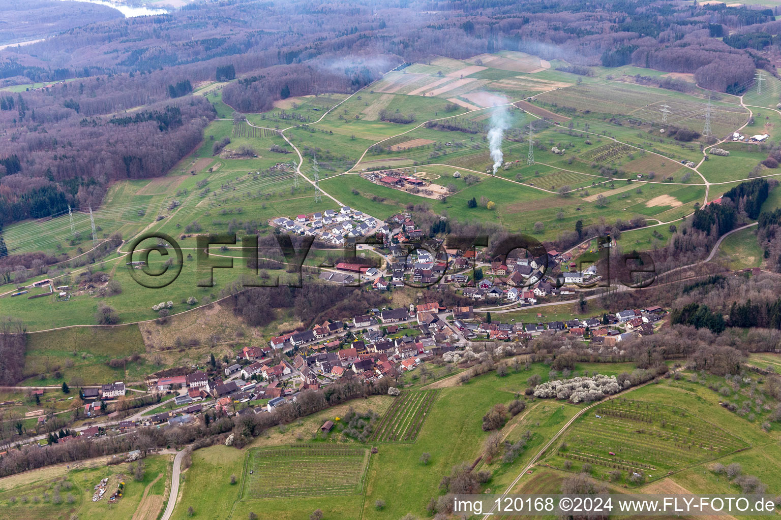 Vue aérienne de Dossenbach dans le département Bade-Wurtemberg, Allemagne