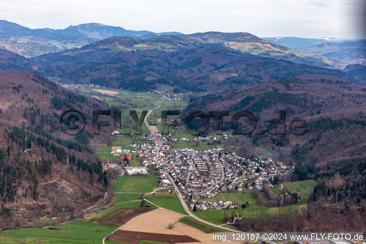 Vue aérienne de Quartier Langenau in Schopfheim dans le département Bade-Wurtemberg, Allemagne