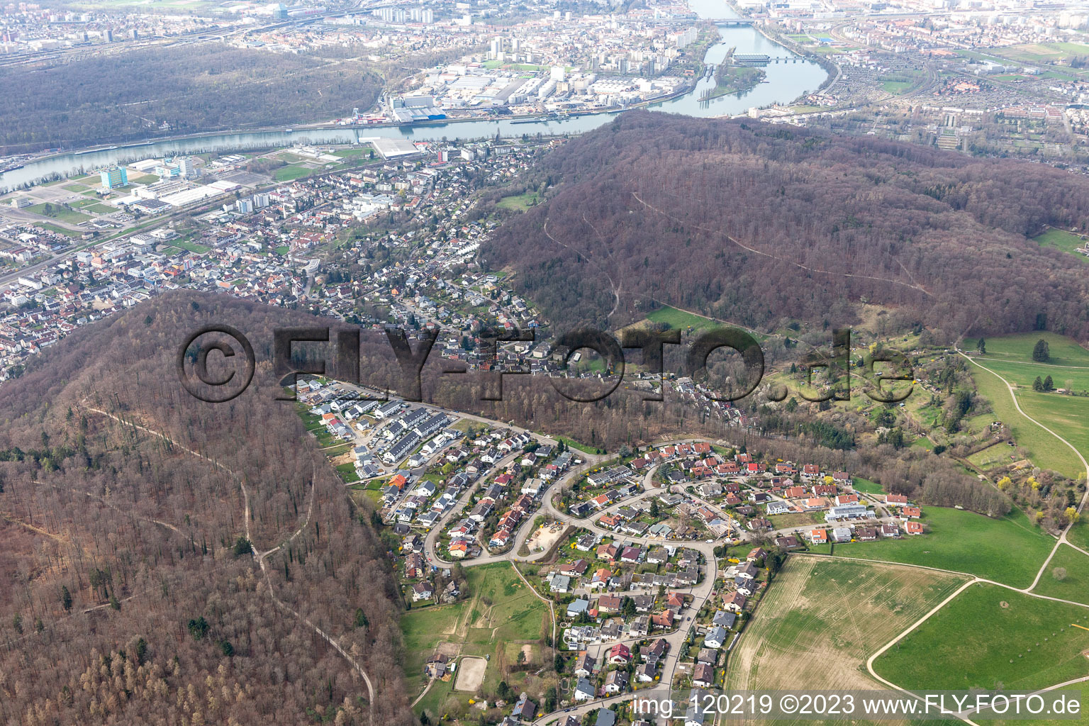 Vue aérienne de Quartier Grenzach in Grenzach-Wyhlen dans le département Bade-Wurtemberg, Allemagne
