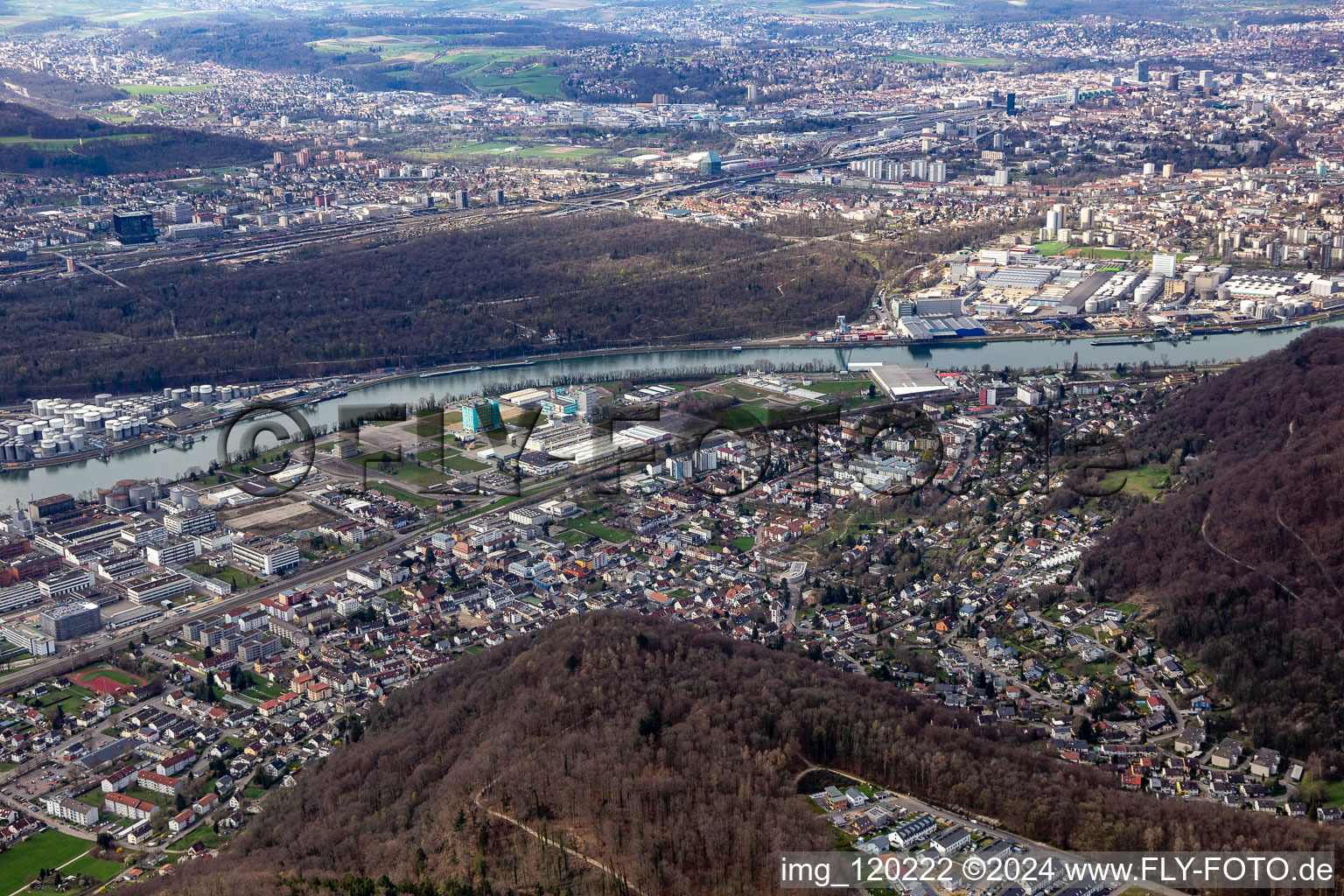 Vue oblique de Quartier Grenzach in Grenzach-Wyhlen dans le département Bade-Wurtemberg, Allemagne