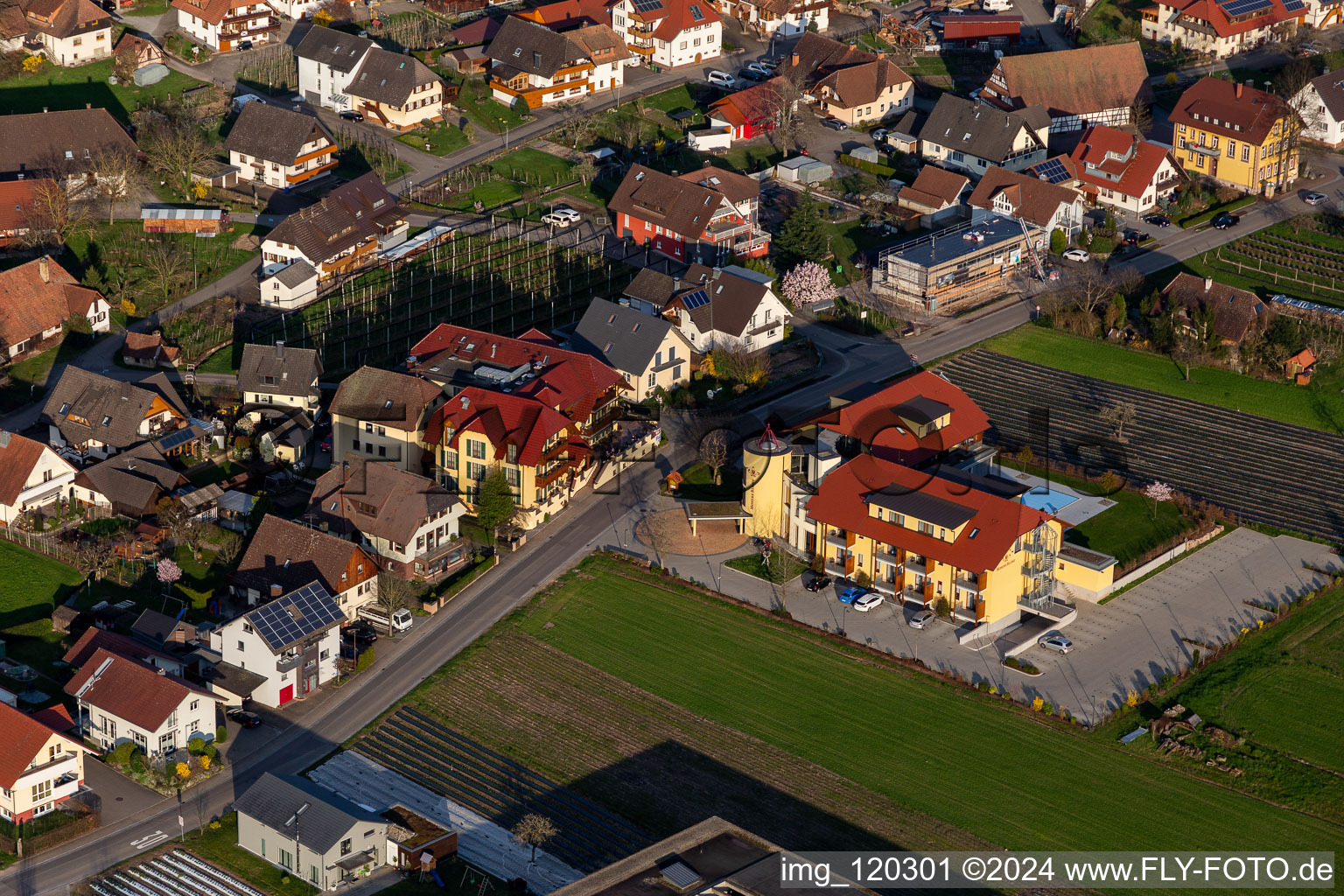 Vue aérienne de Hôtel Gasthaus Mosers Blume à le quartier Bollenbach in Haslach im Kinzigtal dans le département Bade-Wurtemberg, Allemagne