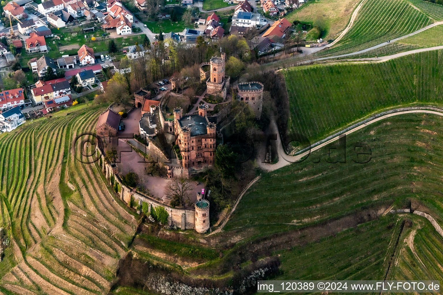 Vue aérienne de Complexe du château à le quartier Bühlweg in Ortenberg dans le département Bade-Wurtemberg, Allemagne