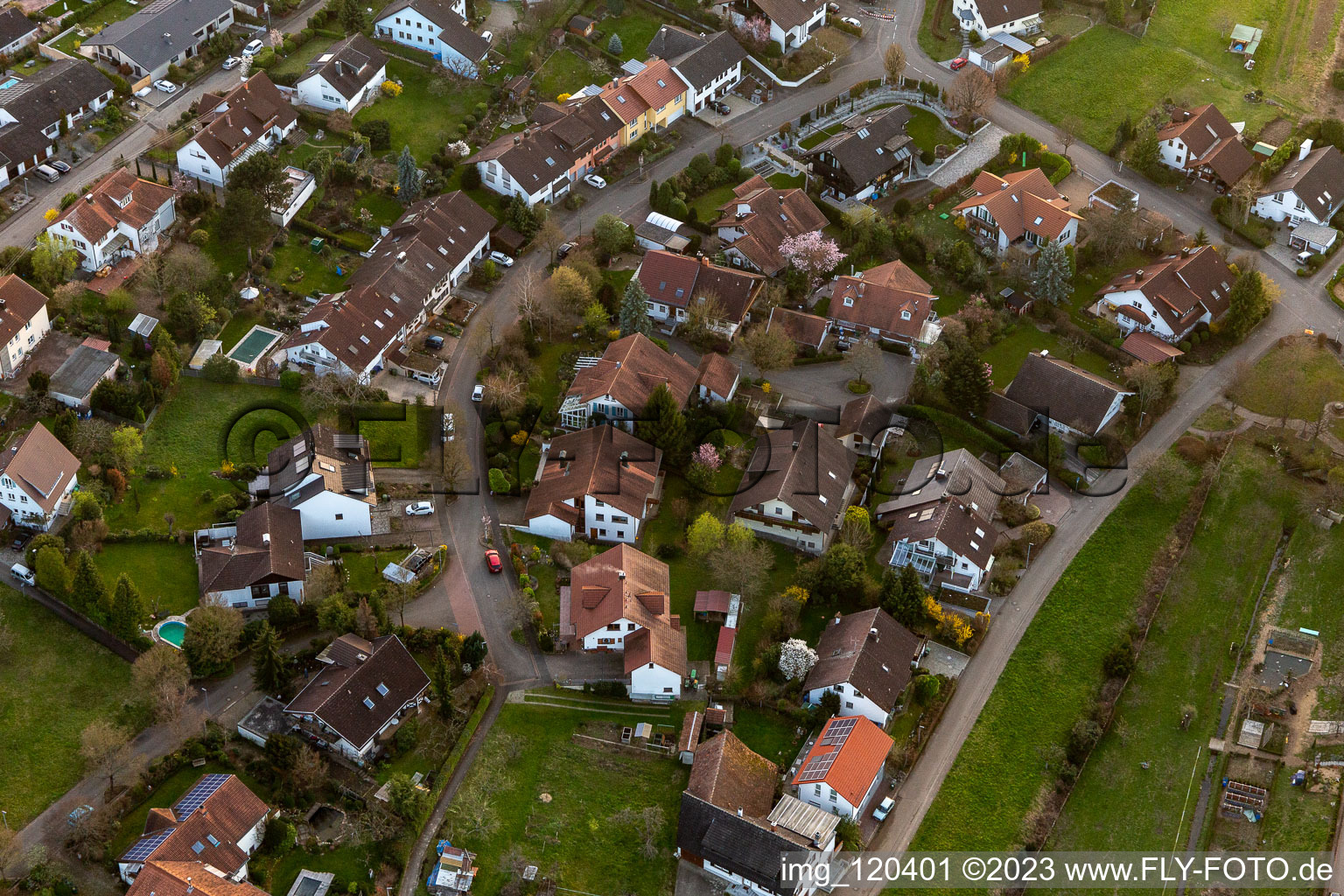 Vue oblique de Quartier Fessenbach in Offenburg dans le département Bade-Wurtemberg, Allemagne