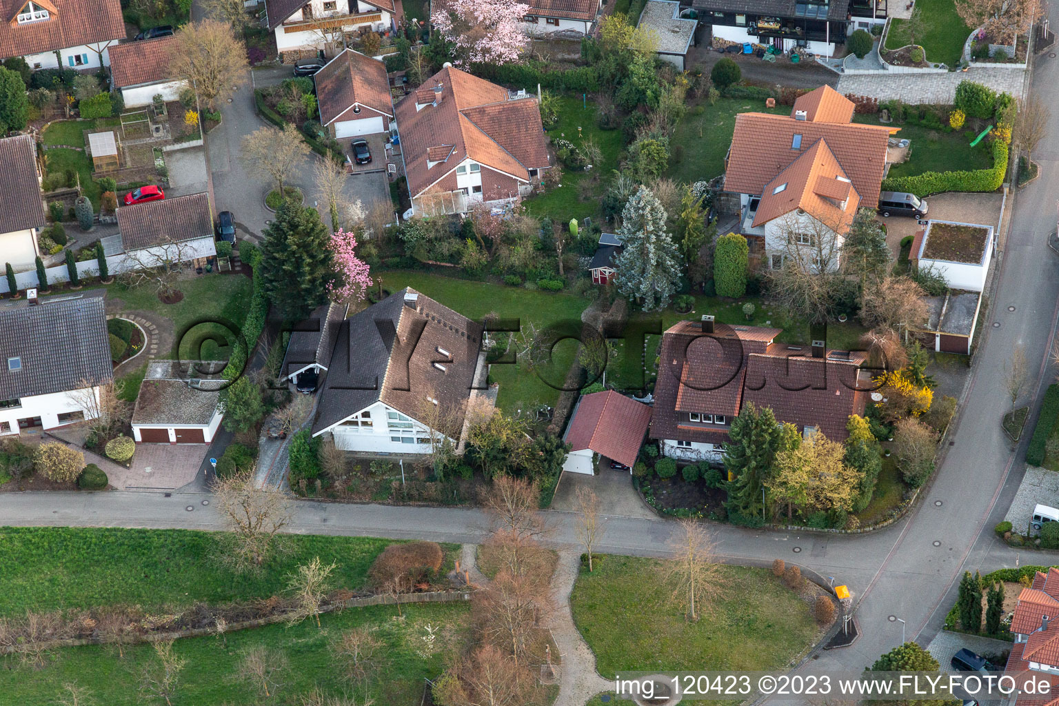 Vue oblique de Dans les Ries à le quartier Fessenbach in Offenburg dans le département Bade-Wurtemberg, Allemagne