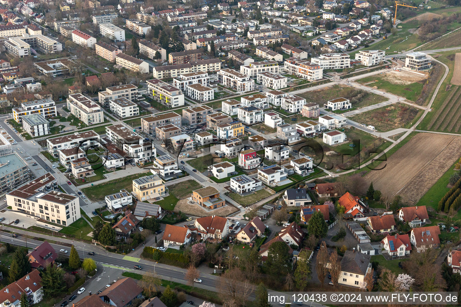 En fil de soie à Offenburg dans le département Bade-Wurtemberg, Allemagne d'en haut