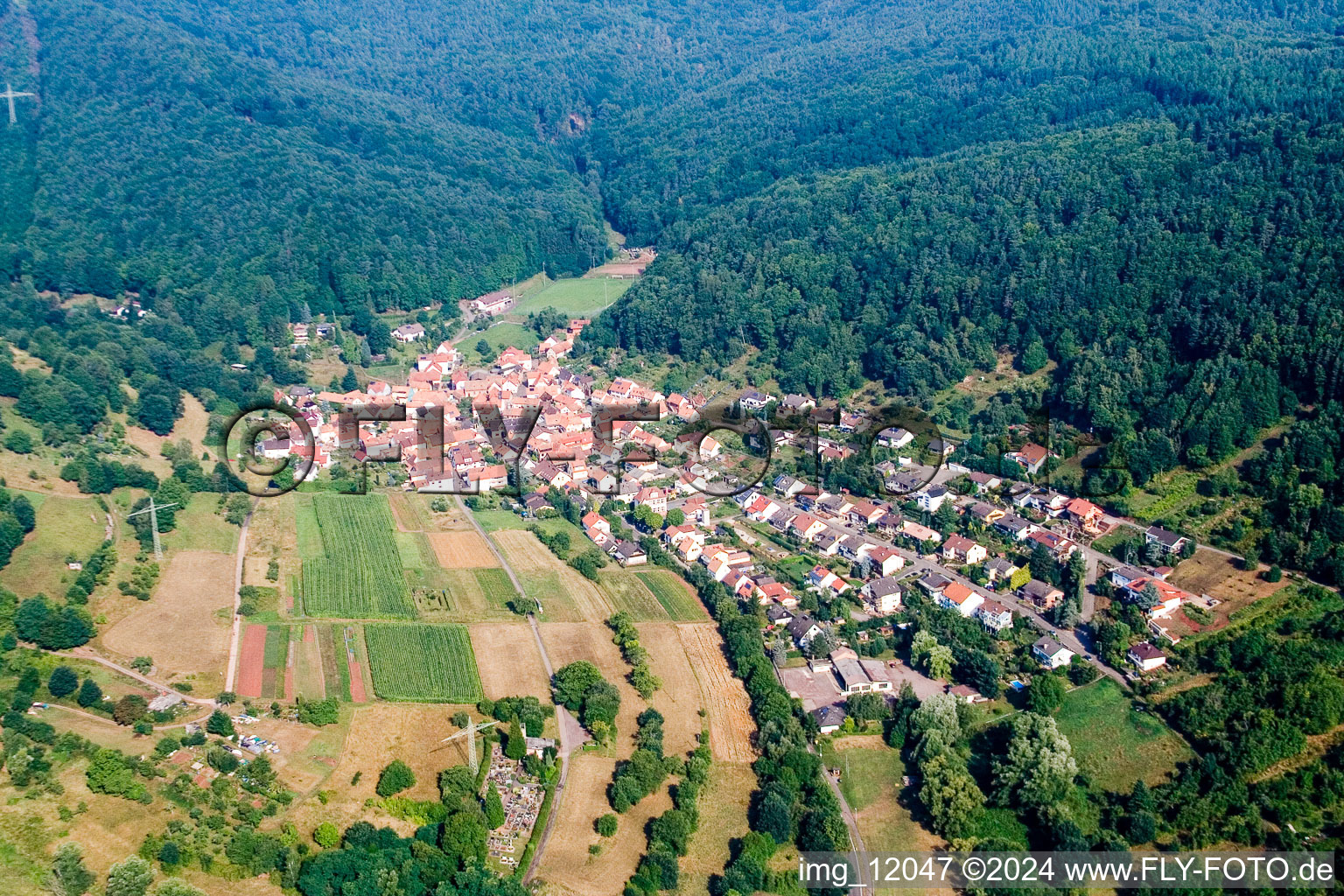 Vue d'oiseau de Quartier Gräfenhausen in Annweiler am Trifels dans le département Rhénanie-Palatinat, Allemagne