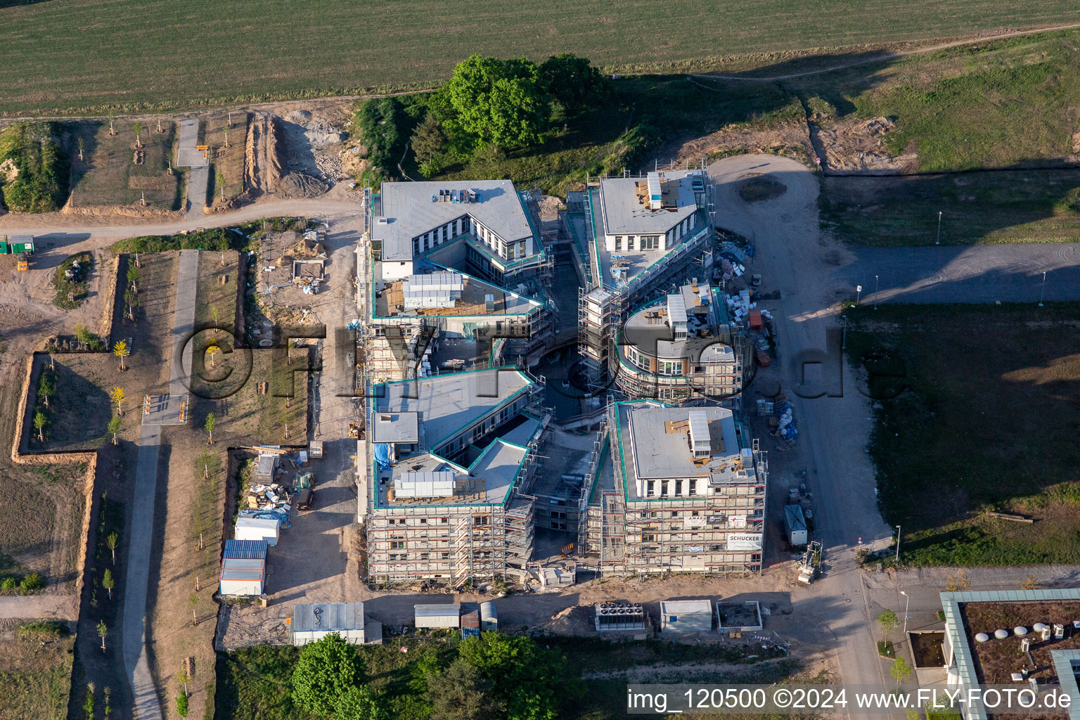 Image drone de Chantier du LTC - Linder Technology Campus sur Wilhelm-Schickard-Straße dans le parc technologique Karlsruhe à le quartier Rintheim in Karlsruhe dans le département Bade-Wurtemberg, Allemagne