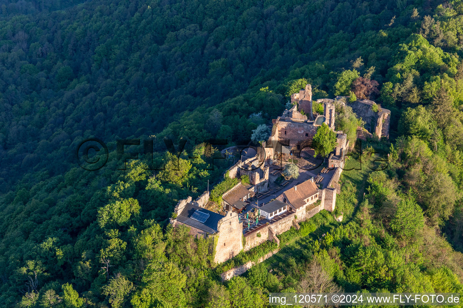 Madenbourg à Eschbach dans le département Rhénanie-Palatinat, Allemagne depuis l'avion