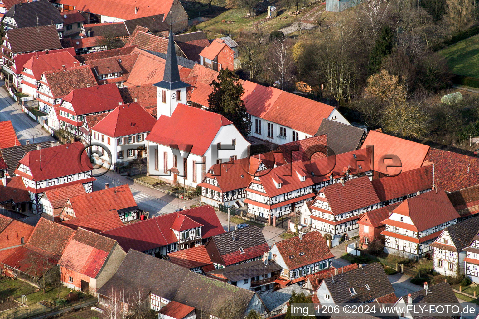 Vue aérienne de Rue des 2 Eglises à Seebach dans le département Bas Rhin, France