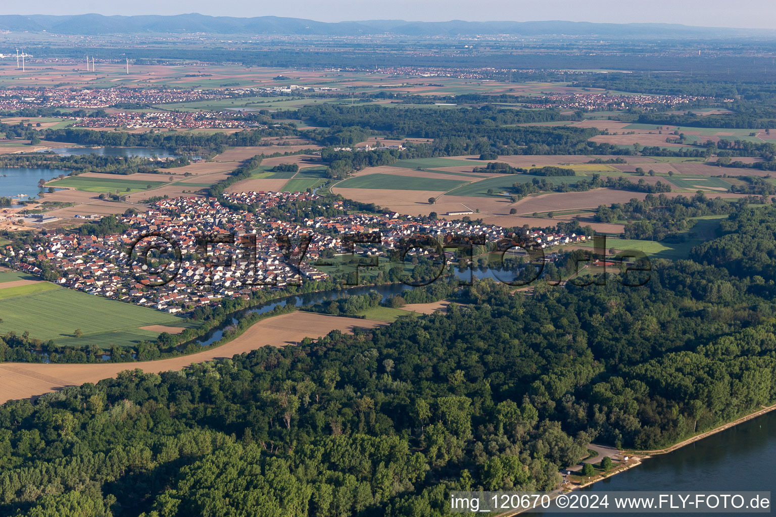 Photographie aérienne de Leimersheim dans le département Rhénanie-Palatinat, Allemagne