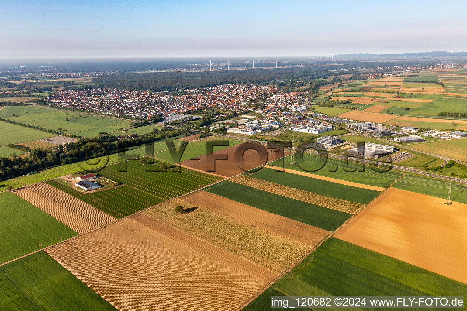 Vue aérienne de Rülzheim dans le département Rhénanie-Palatinat, Allemagne